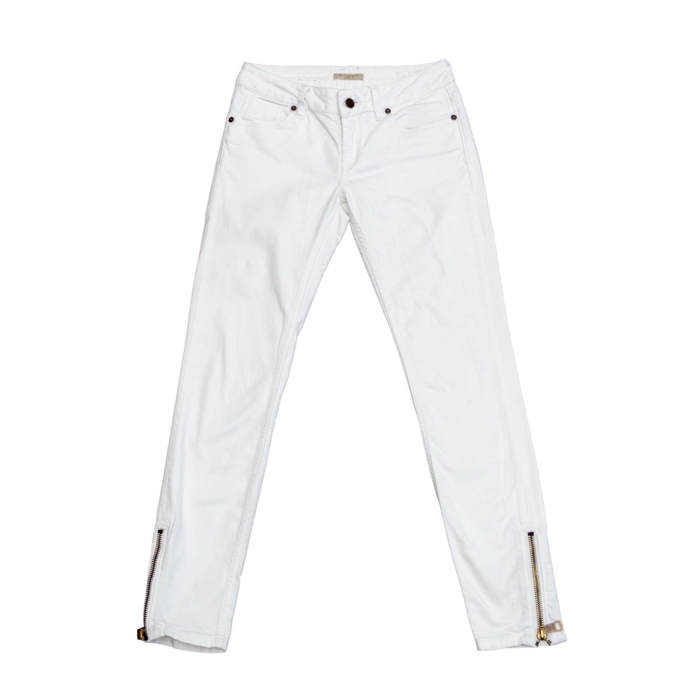 Burberry Brit White Skinny Zip Ankle Jeans‎ Pants Women Size US 4 UK 6 EU 36